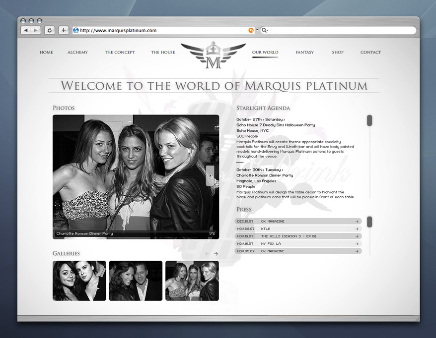 Marquis Platinum website