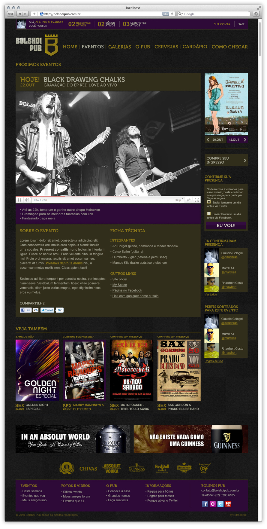 Bolshoi Pub website 2011